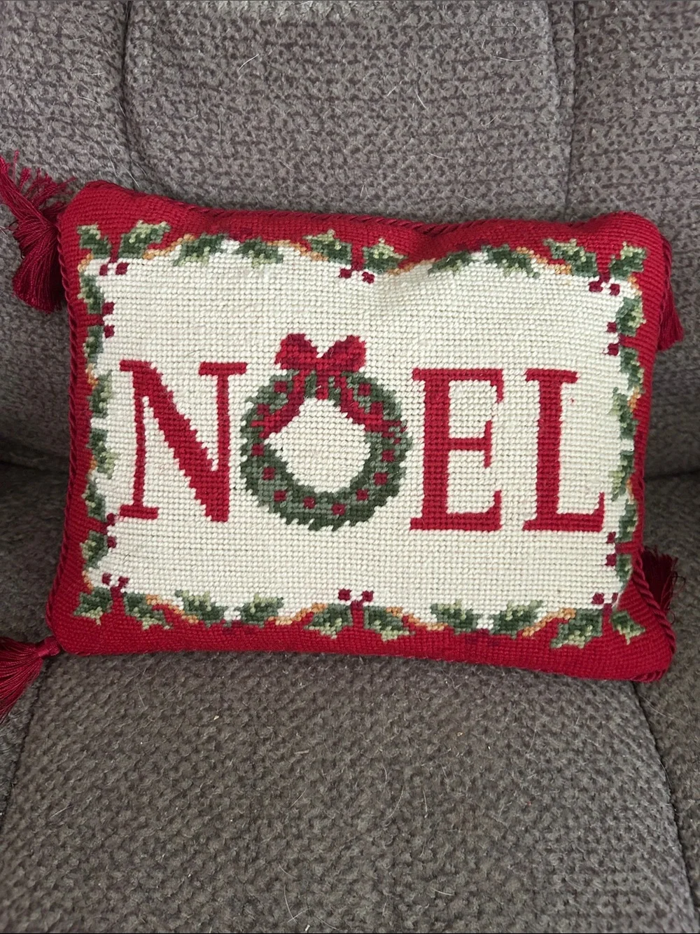 No Brand Red Noel Holiday Decorative Pillow